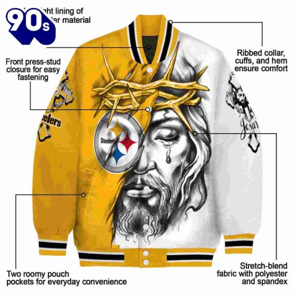 Customized Pittsburgh Steelers Jesus Tears Gold White Jacket