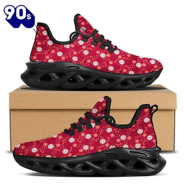 Cute Christmas Elements Print Pattern Black Max Soul Shoes