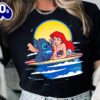 Cute Disney Stitch and Ariel T-Shirt Little Mermaid Princess Tee Disneyland WDW Family Outfits Gift Xmas