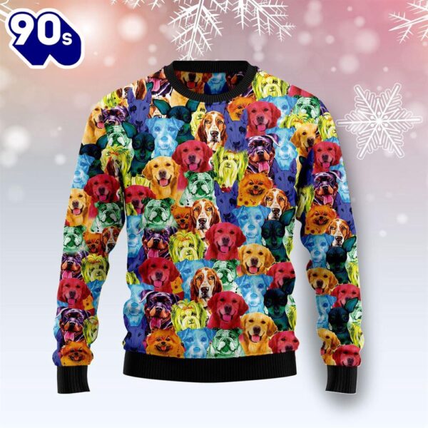 Cute Dog Colorful Ugly 3d Christmas Sweater