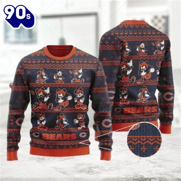 Cute Mickey Mouse Chicago Bears Funny Disney Ugly Christmas Sweater  Gift Christmas