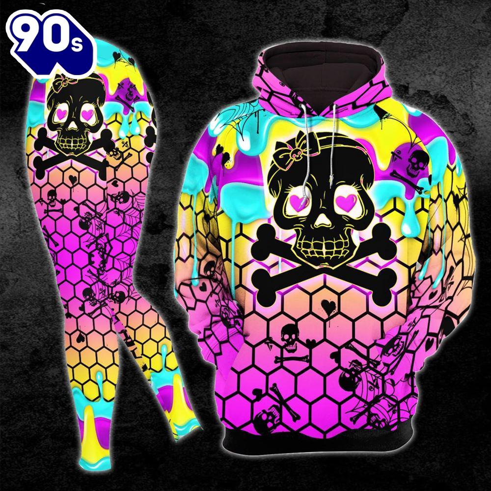 Cute Rainbow Skull Crossbone Combo Hoodie And Leggings Cute Rainbow Skull Crossbone Combo Hoodie And Leggings