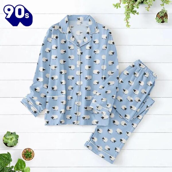Cute Sheep Pajamas Set, Animal Lover Pajamas For Women