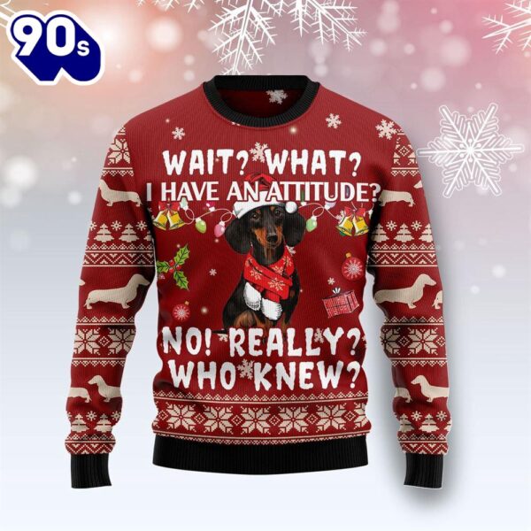 Dachshund Attitude Ugly Christmas Sweater
