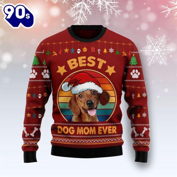 Dachshund Best Dog Mom Ever Ugly Christmas Sweater