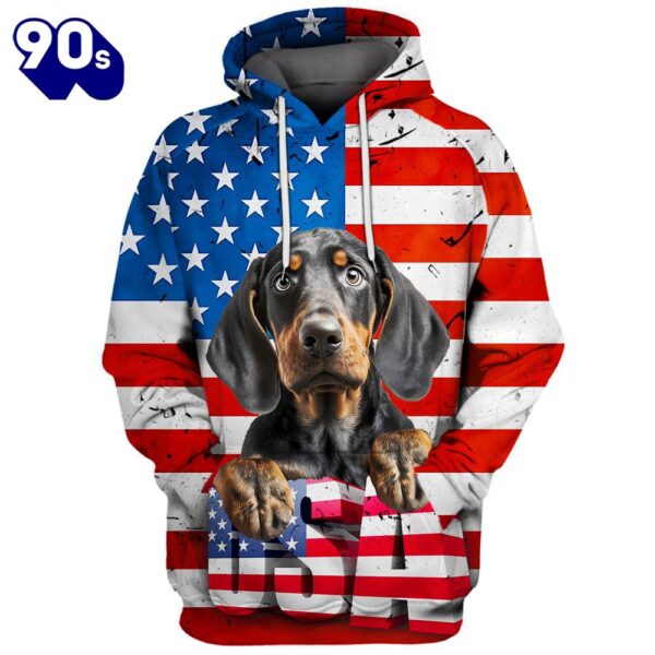 Dachshund Dog 15 3D Face Graphic Premium America Flag Hoodie   Gift Christmas