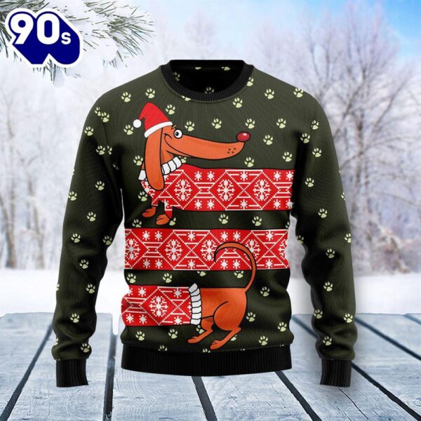 Dachshund Funny Christmas Dog Paws Ugly Christmas Sweater