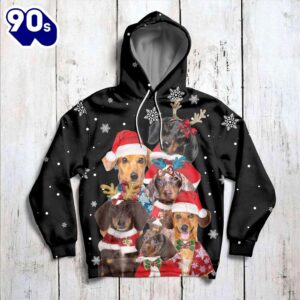 Dachshund Hello Christmas Hoodie All…