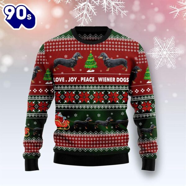 Dachshund Love Joy Peace Ugly Christmas Sweater