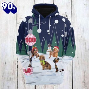 Dachshund Playing Christmas Hoodie All…
