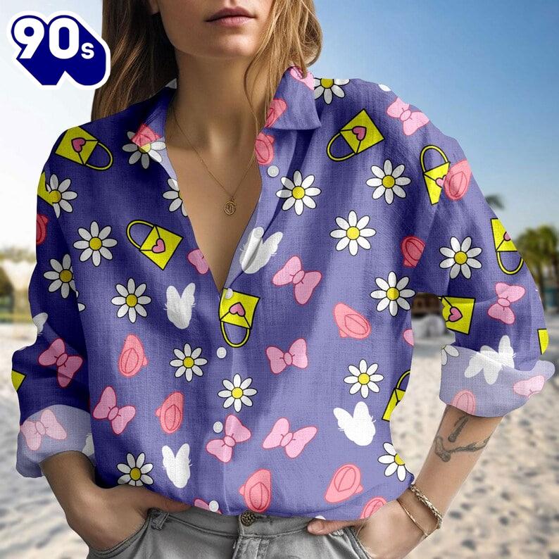 Daisy Duck Blouse Shirt, Disney Duck Women Shirt, Daisy Bow Casual Shirt Daisy Duck Blouse Shirt, Disney Duck Women Shirt, Daisy Bow Casual Shirt