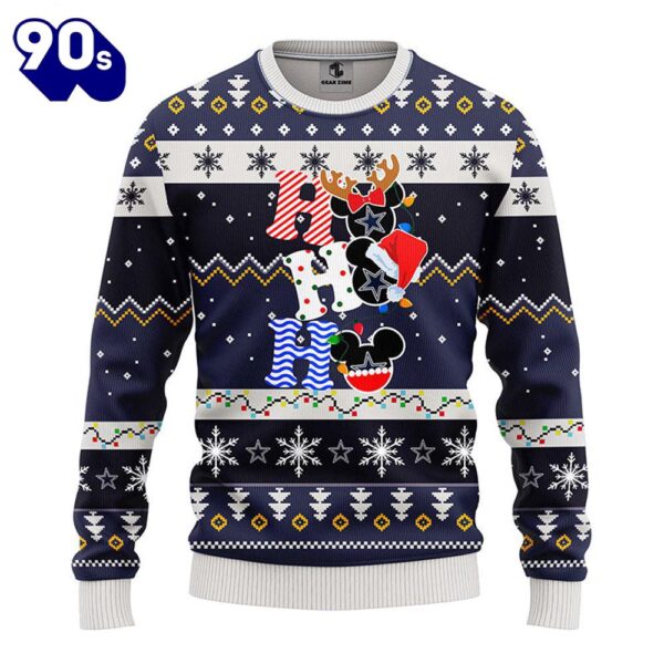 Dallas Cowboys HoHoHo Mickey Christmas Ugly Sweater  Gift Christmas