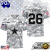 Dallas Cowboys NFL Salute to Service Custom Name & Number Camo 3D Shirt, NFL Trending Shirt