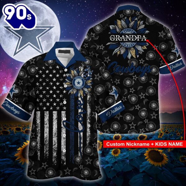 Dallas Cowboys NFL-Hawaii Shirt Sunflower Custom Your Nickname,Kids Name Best Gift For Mother Day,Father Day