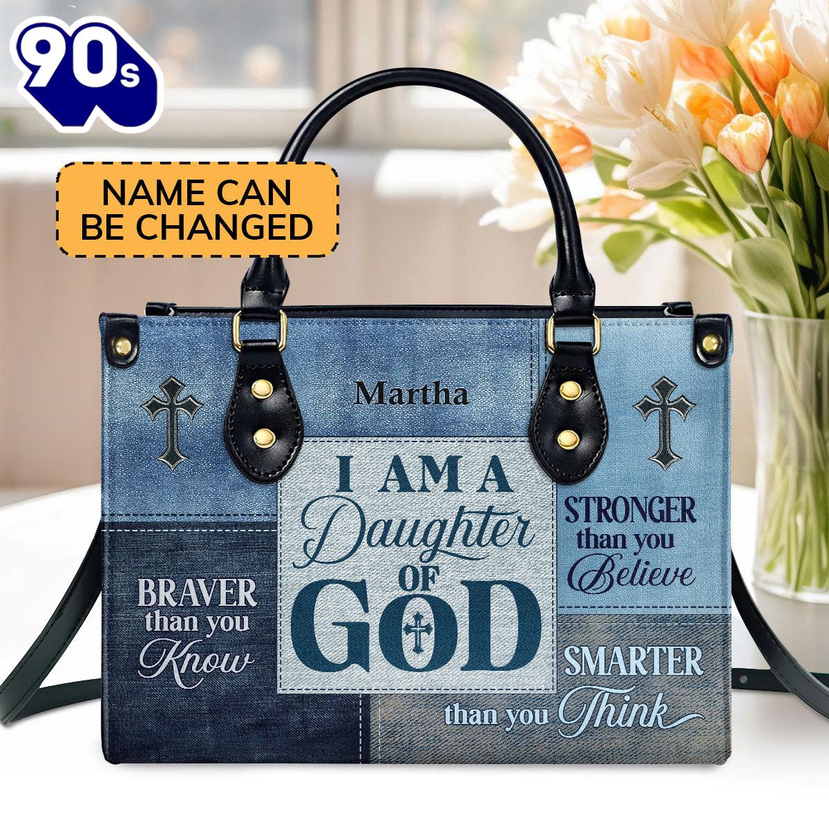 Daughter Of God Personalized Leather Handbag With Handle For Women, Christian Bags Gift For Women Christmas Daughter Of God Personalized Leather Handbag With Handle For Women, Christian Bags Gift For Women Christmas
