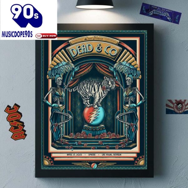 Dead And Company Live At Sphere Las Vegas Limited Edition Concert On April 17 2025 White Bengal Tiger In The Circuswork Canvas