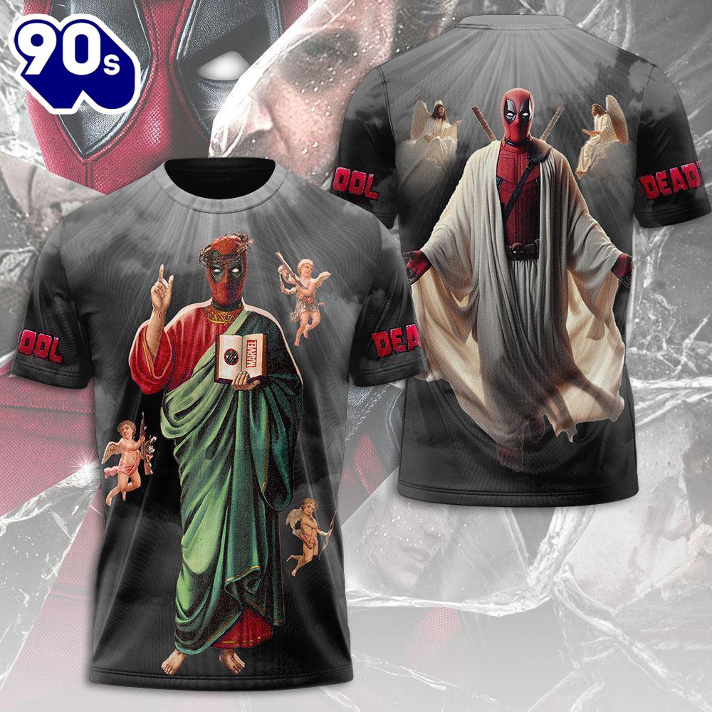 Deadpool And Wolverine I Am Marvel Jesus Design 3D T-Shirt For Fans Deadpool And Wolverine I Am Marvel Jesus Design 3D T-Shirt For Fans