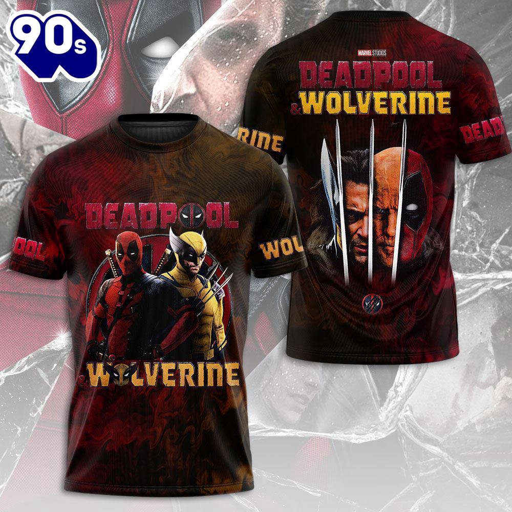 Deadpool And Wolverine Marvel Studios Ryan Reynolds And Hugh Jackman Fan Art Poster 3D T-Shirt For Fans Deadpool And Wolverine Marvel Studios Ryan Reynolds And Hugh Jackman Fan Art Poster 3D T-Shirt For Fans