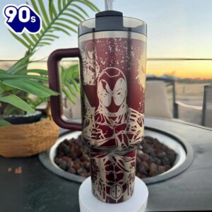 Deadpool Themed Insulated Tumbler With Handle