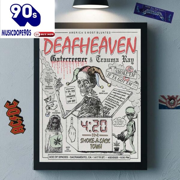 Deafheaven For In Sacramento California At Ace Of Spades On April 20 2025 4 20 In Smoke A Sack Town Canvas