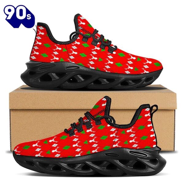 Deer Argyle Christmas Print Pattern Black Max Soul Shoes