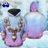 Deer Flowers Christmas Hoodie All Over Print  , Pet Christmas 3d Shirt