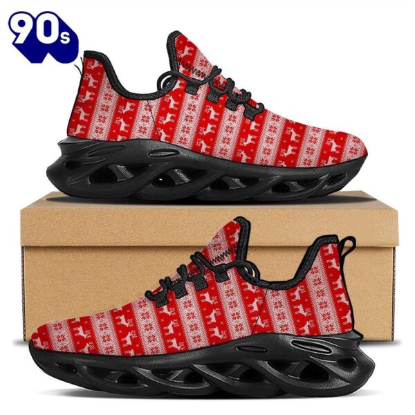 Deer Knitted Christmas Print Pattern Black Max Soul Shoes