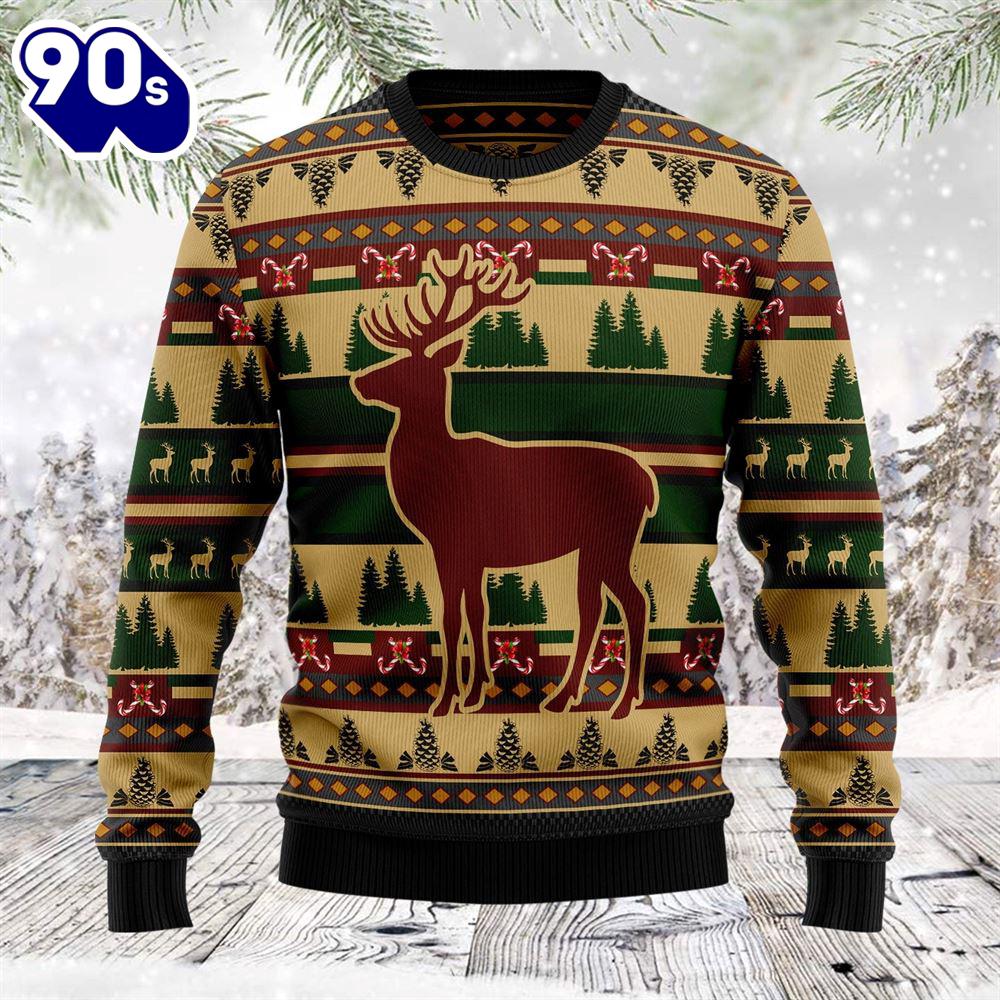 Christmas 2024 Deer Pattern Ugly Christmas Sweater Christmas 2024 Deer Pattern Ugly Christmas Sweater
