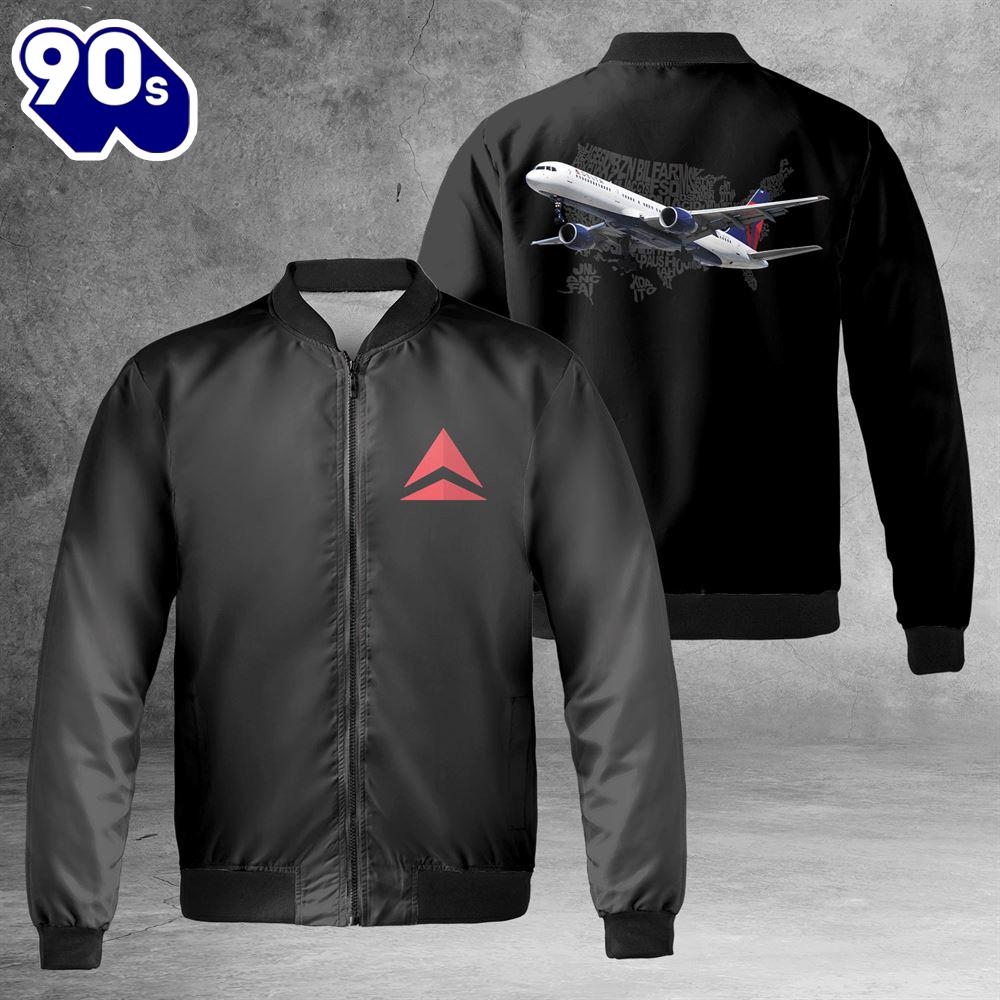Delta Air Lines Boeing 757-232 AOP Fleece Bomber Jacket Delta Air Lines Boeing 757-232 AOP Fleece Bomber Jacket