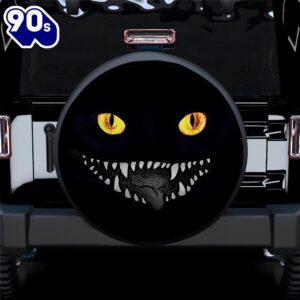 Demon Black Cat Creepy Dragon Eyes Halloween Car Spare Tire Covers Gift For Campers  Gift Halloween