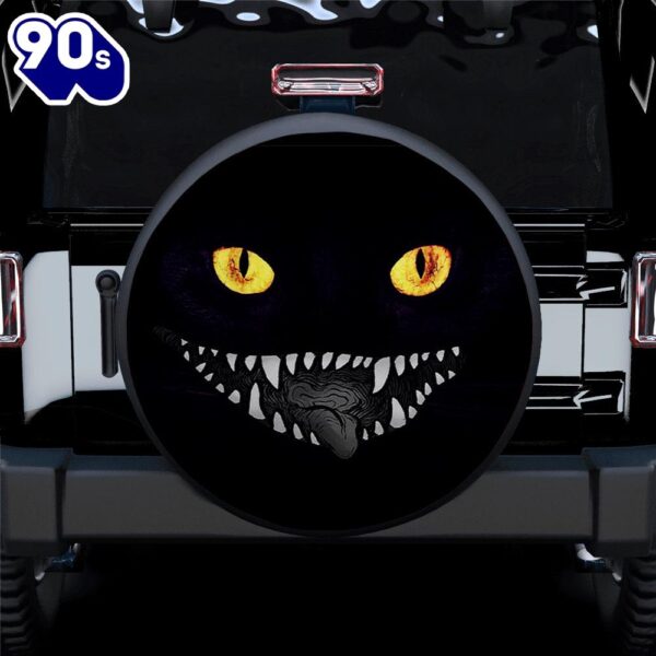 Demon Black Cat Creepy Dragon Eyes Halloween Car Spare Tire Covers Gift For Campers  Gift Halloween