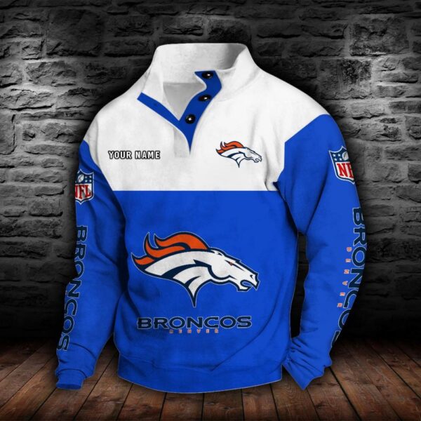 Denver Broncos Double Breasted Stand Collar Hoodie