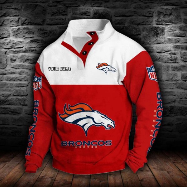 Denver Broncos Double Breasted Stand Collar Hoodie