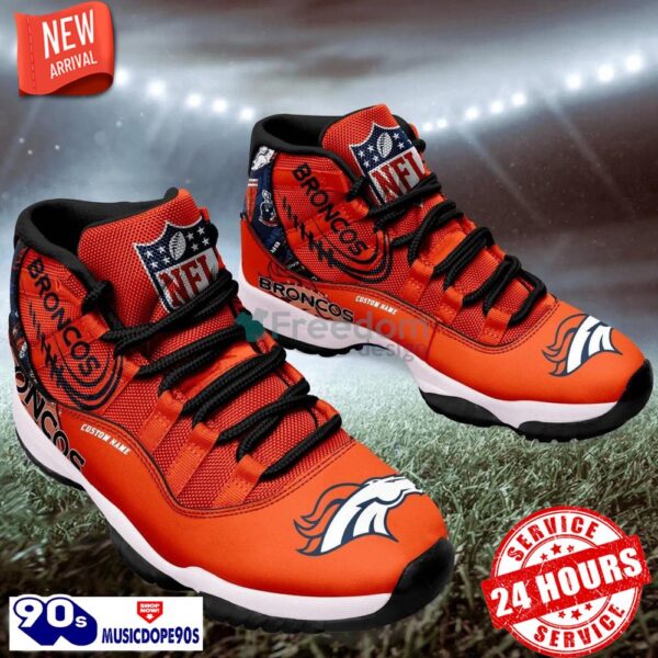 Denver Broncos NFL Logo Air Jordan 11 Shoes Custom Name Shoes