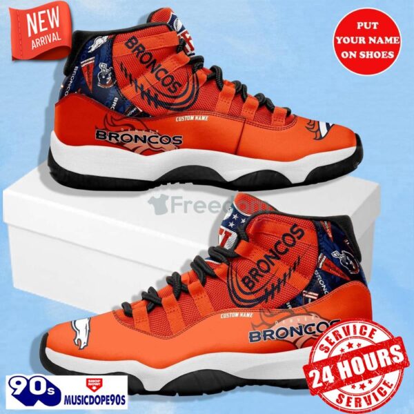 Denver Broncos NFL Logo Air Jordan 11 Shoes Custom Name Shoes