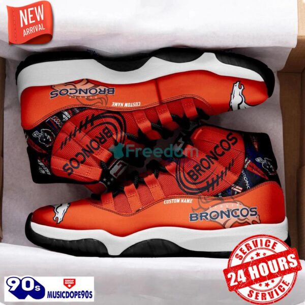 Denver Broncos NFL Logo Air Jordan 11 Shoes Custom Name Shoes