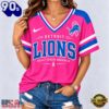 Detroit Lions 2026 NFL Pink Breast Cancer Awareness V neck T Shirt, NFL Fan V Neck Shirt
