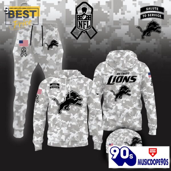 Detroit Lions Camo 2024 Salute to Service Hoodie, Jogger, Cap