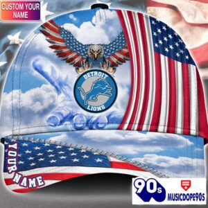 Detroit Lions Cap Pride US 4th Of July Cap Veterans Cap Custom Name