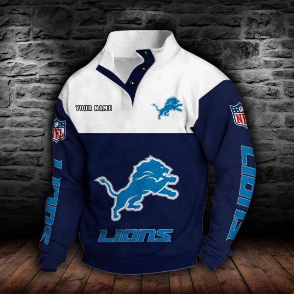 Detroit Lions Double Breasted Stand Collar Hoodie