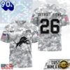 Detroit Lions NFL Salute to Service Custom Name & Number Camo 3D Shirt, NFL Trending Shirt