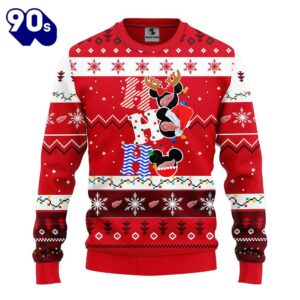 Detroit Red Wings Hohoho Mickey Christmas Ugly Sweater