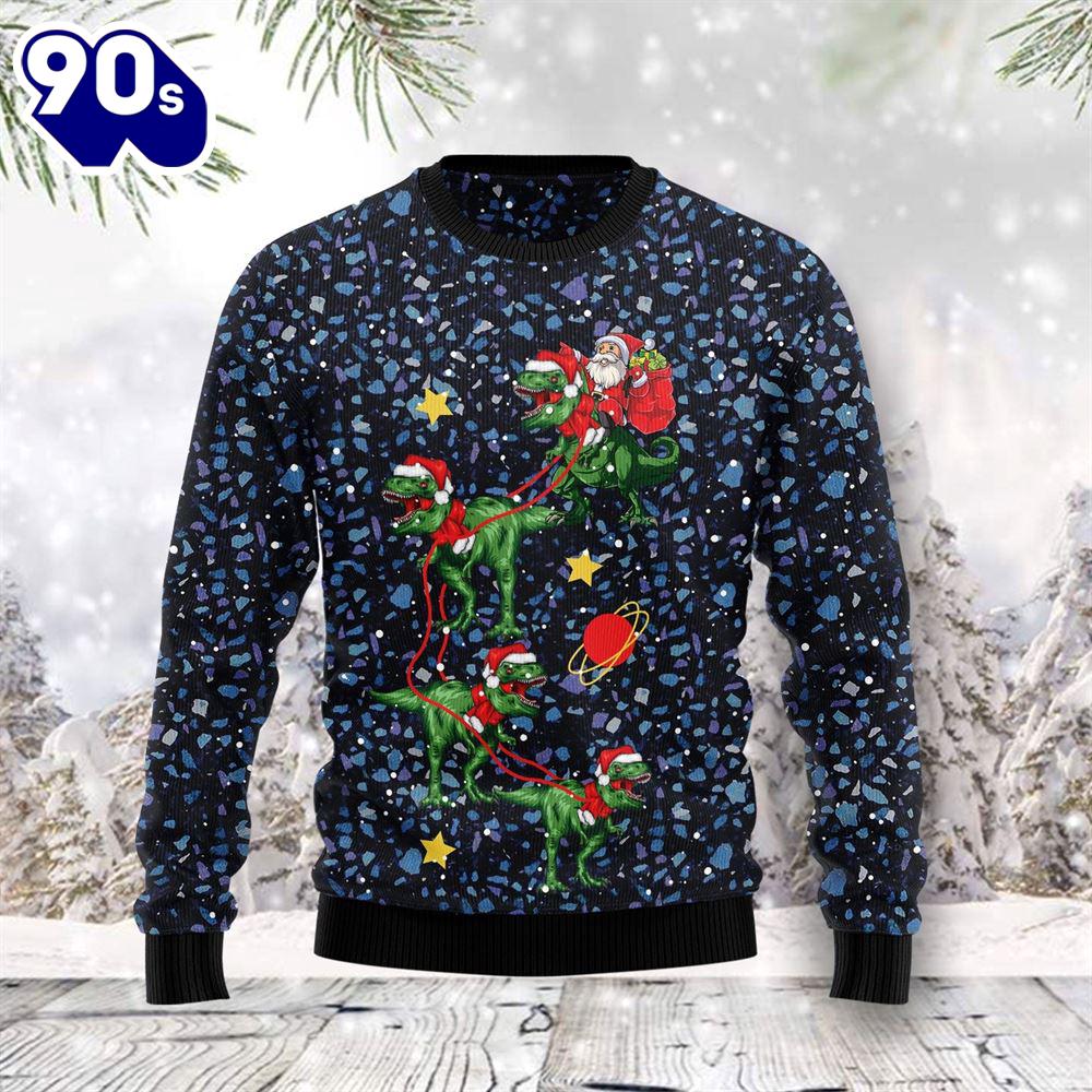 Christmas 2024 Dinosaur Reindeer Ugly Christmas Sweater Christmas 2024 Dinosaur Reindeer Ugly Christmas Sweater