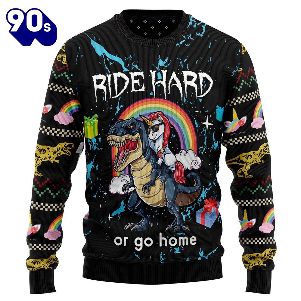 Christmas 2024 Dinosaur Unicorn Ride Hard Ugly Christmas Sweater Christmas 2024 Dinosaur Unicorn Ride Hard Ugly Christmas Sweater