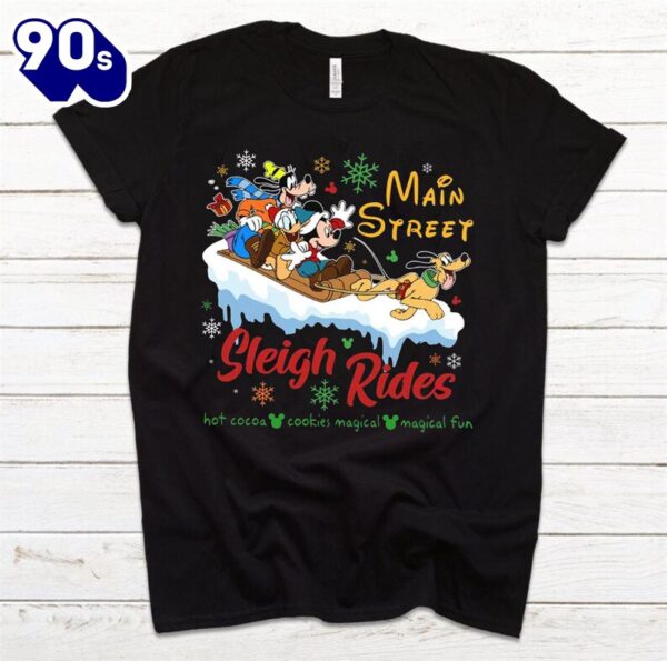 Disney Christmas Shirt, Main Street Sleigh Rides Shirt, Mickey Minnie Holiday Party Shirt, Winter Trip Tee Gift Xmas