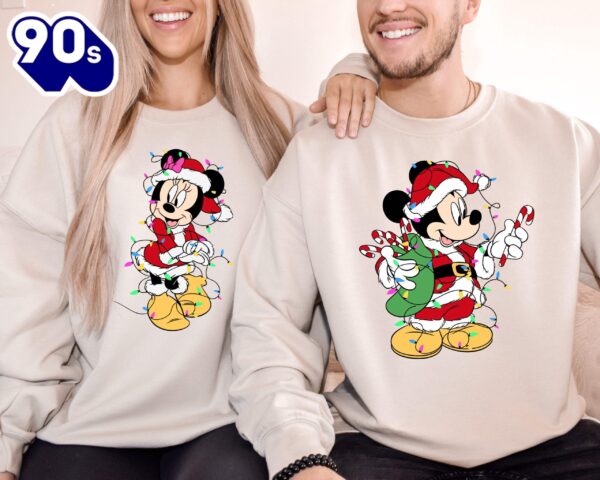 Disney Couples Mickey And Minnie Mouse Christmas Lights Sweatshirt Lovely Unique Gift