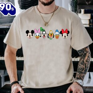 Disney Mickey And Friends Characters Face Portrait T-Shirt Lovely Unique Gift