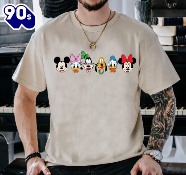 Disney Mickey And Friends Characters Face Portrait T-Shirt Lovely Unique Gift