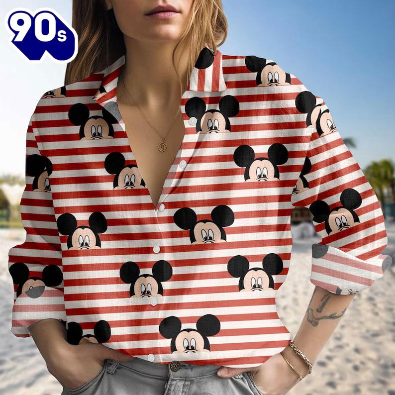 Disney Mickey Blouse Shirt, Mickey Head Women Shirt, Disneyland Casual Shirt Disney Mickey Blouse Shirt, Mickey Head Women Shirt, Disneyland Casual Shirt