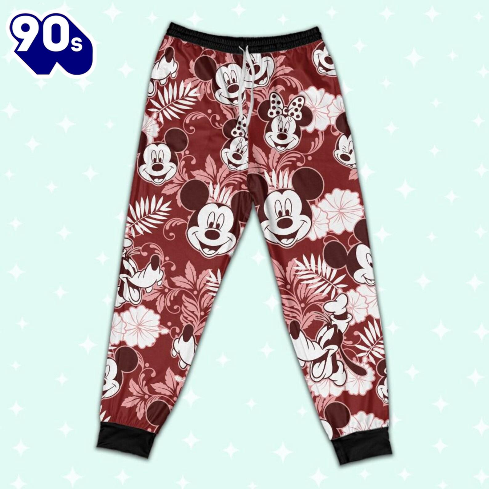 Disney Mickey Minnie Goofy Seamless Summer Tropical Red Style Pajamas Set - Family Disneyland Matching Pajamas Set Disney Mickey Minnie Goofy Seamless Summer Tropical Red Style Pajamas Set - Family Disneyland Matching Pajamas Set